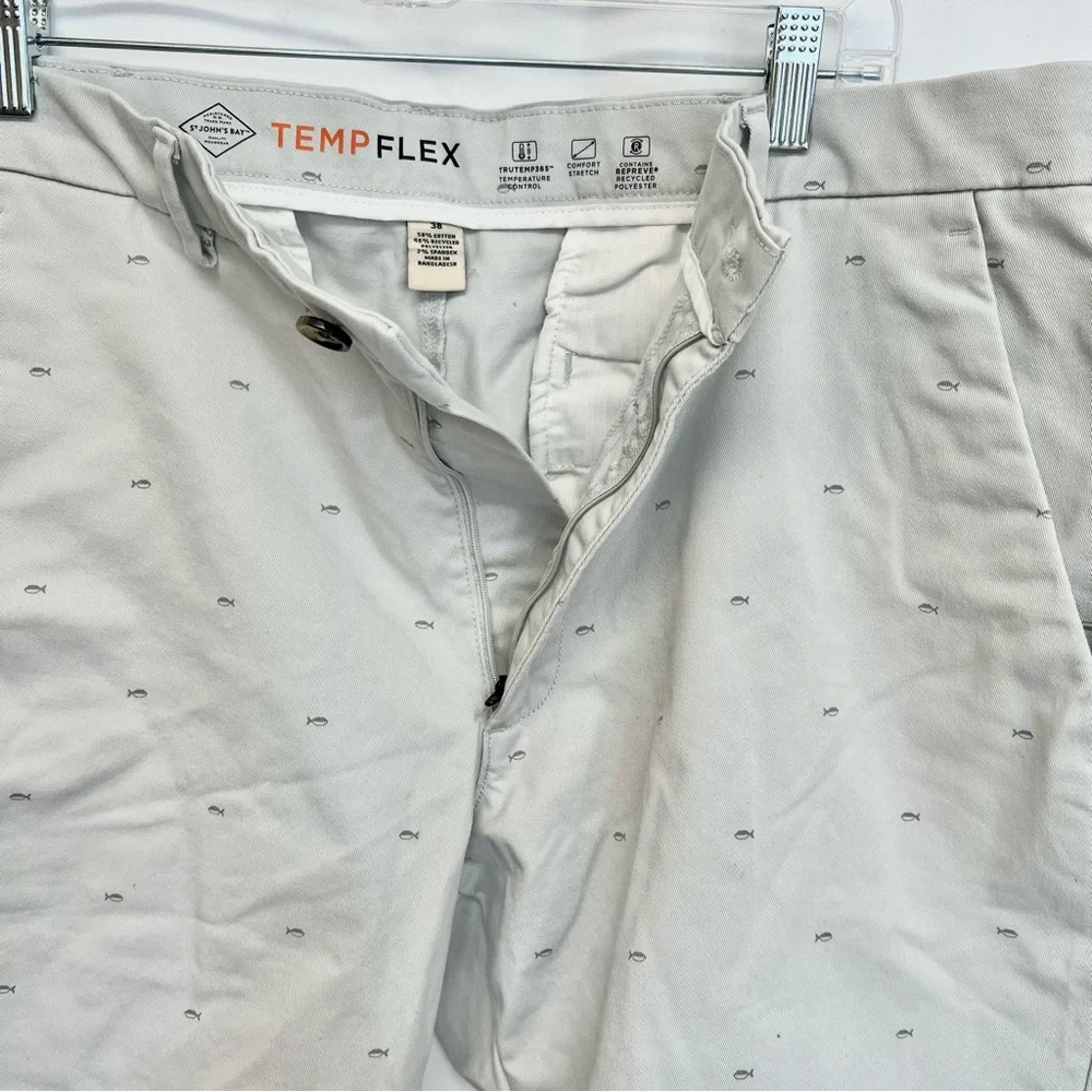 St Johns Bay Temp Flex 7” Chino Shorts Mens Size 38 Nice Stretch Grey Fish - Picture 8 of 9